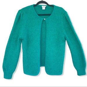 VINTAGE Emerald Green Open Front Sparkle Cardigan